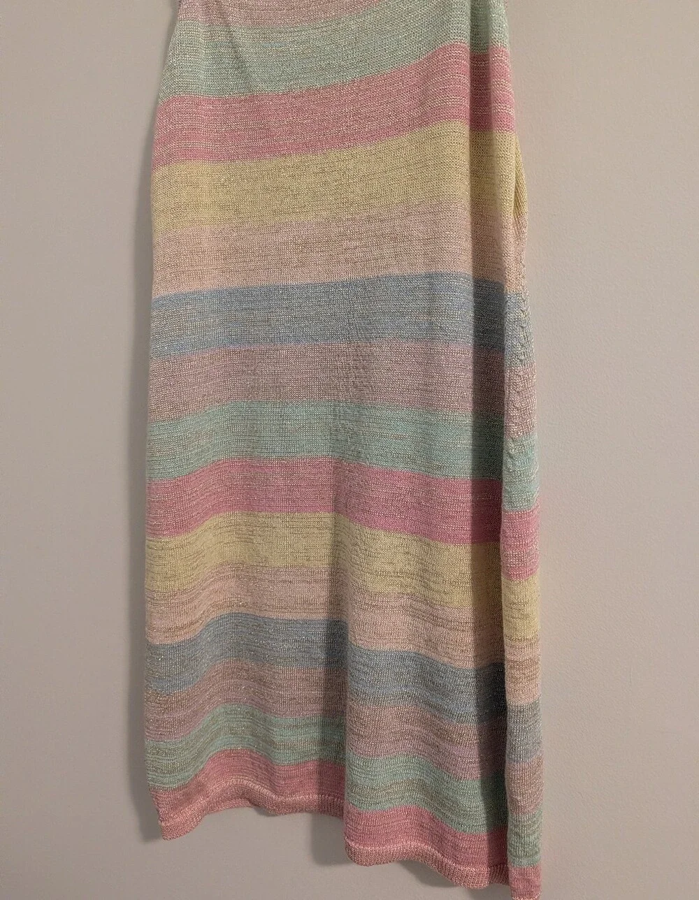 LoveShackFancy Pastel Multicolor Striped Knit Slip Mini dress size P - Picture 4 of 4